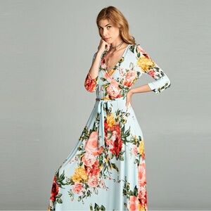 Vibrant Floral Wrap Maxi Dress
